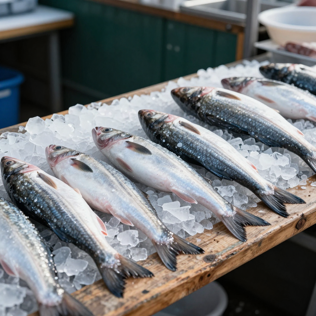This morning's herring on crushed ice at the stall